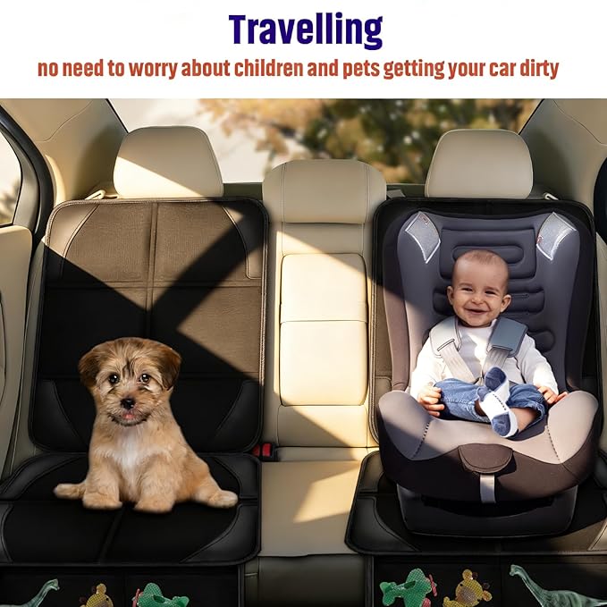 Bacgnyer Car Seat Protector, 1 Pack Carseat Seat Protectors with Thick Padding and Non-Slip Backing, Waterproof 600D Fabric Car Seat Cover for Baby Child Car Seats with 2 Mesh Pockets