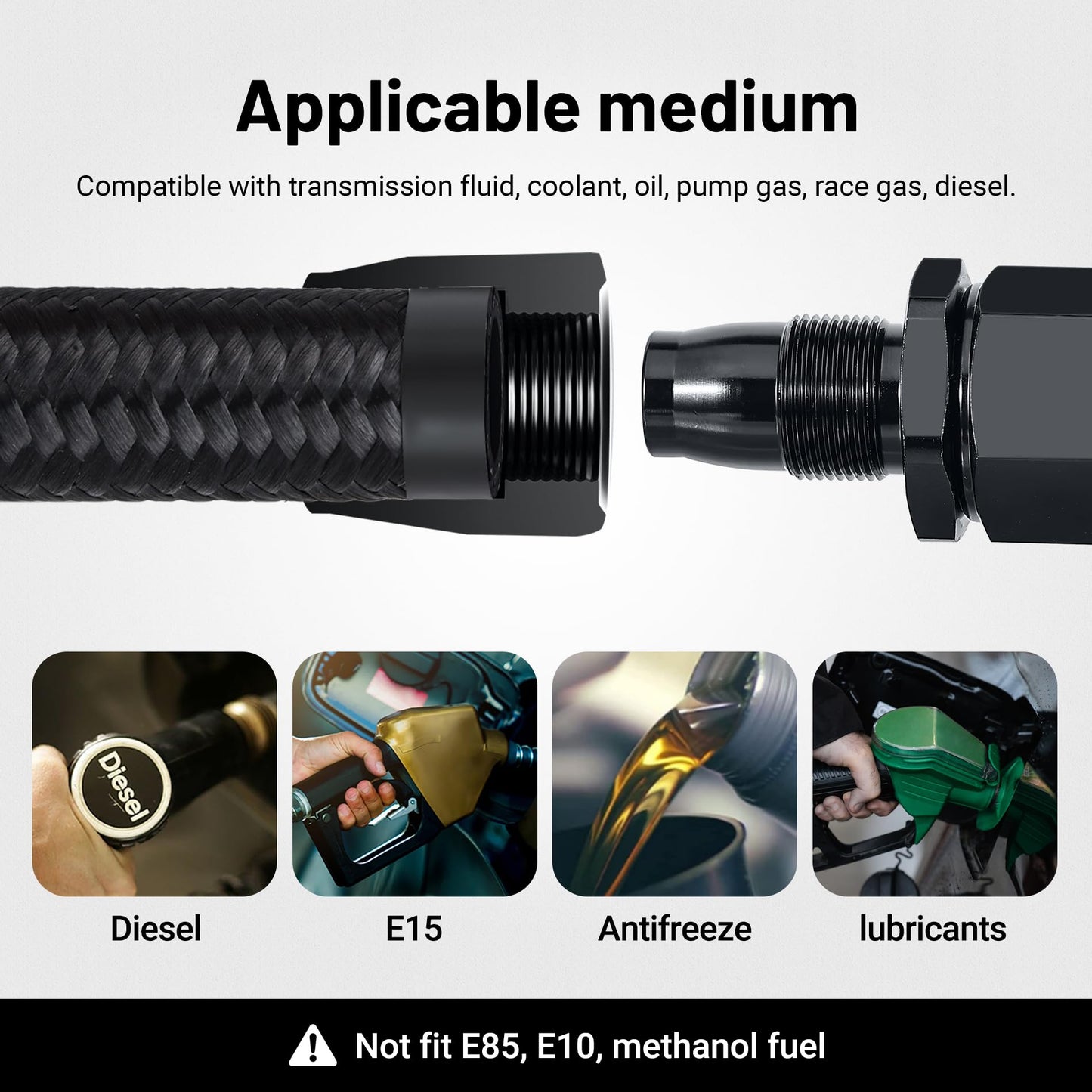 EVIL ENERGY 10AN Fuel Line Kit, 10AN Nylon Braided Fuel Line Hose Fitting Kit CPE 20FT Black