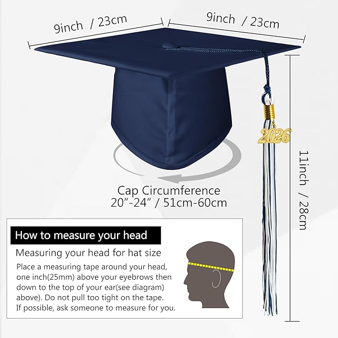 GraduationMall Matte Graduation Cap with 2026 Tassel for High School & Bachelor