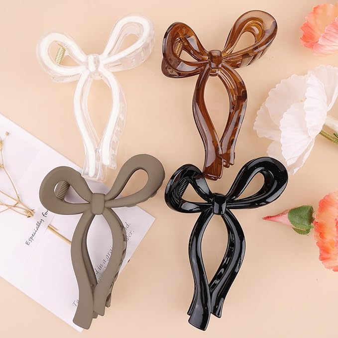 4 Pcs Bow Hair Clips Elegant Hair Claw Butterfly Hair Accessories for Girls Nonslip Butterfly Clips Hair Styling Accessories for Women