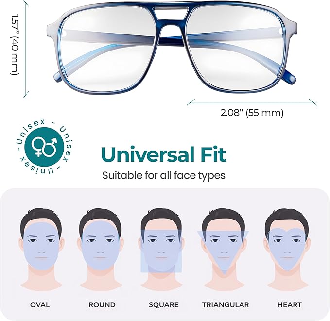Prospek Blue Light Glasses Reading for Men and Women, For Computer Use, Blue Light Protection, Clear Lens 0 to +3.0 Diopters