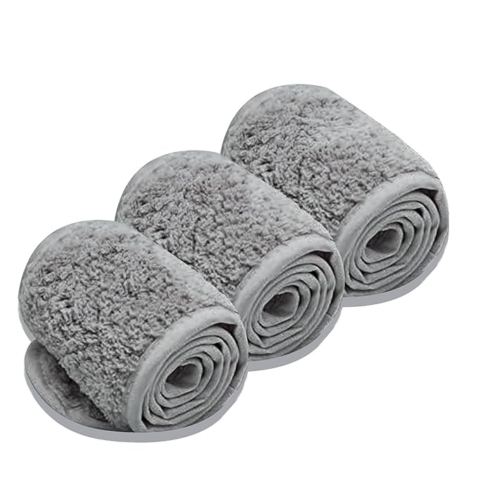 Simnice Spa Facial Headband for Washing Face,Adjustable Facial Headbands Esthetician, Terry Cloth Headband Stretch Towel with Magic Tape,Grey
