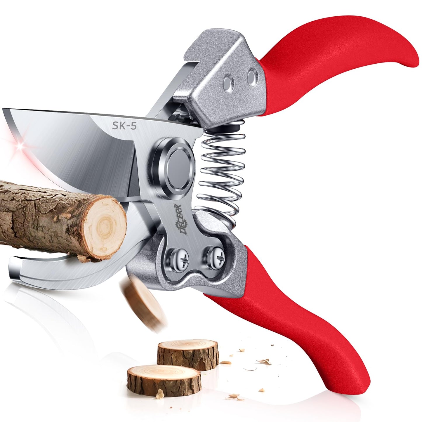 DECERK Professional Bypass Pruning Shears, Ultra Sharp Garden Scissors & Clippers, Effortless 3/4" Branch Clippers