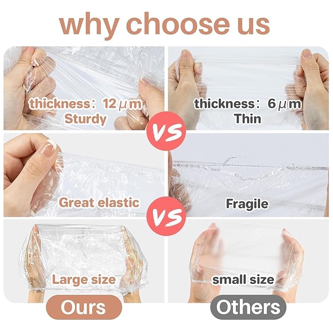 MAQIHAN 100 Disposable Shower Caps Large - Thickened Plastic Hair Caps for Deep Conditioning Shower Cap Reusable Waterproof for Women Men Hair Treatment Bath Cap for Long Hair Travel Essentials
