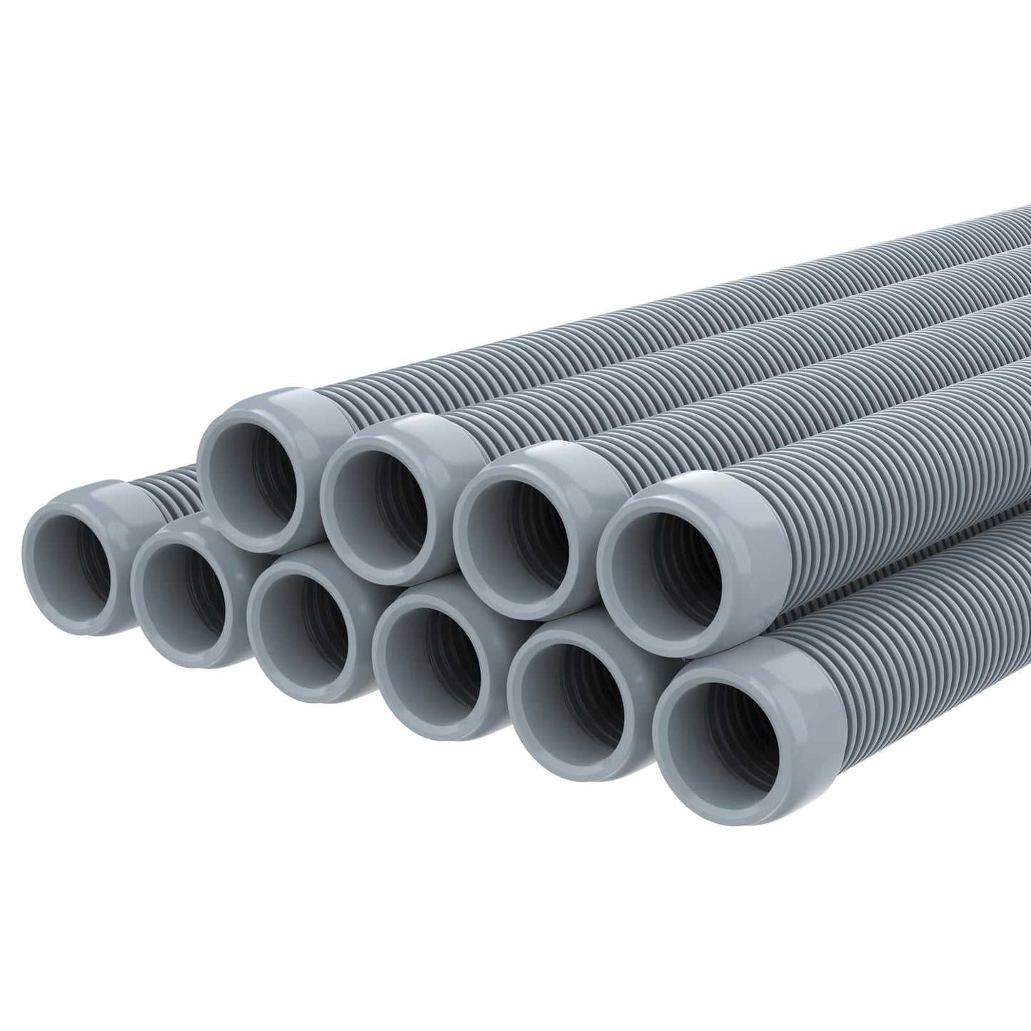 Poolvio Pool Vacuum Hose 33 Feet (10 x 40 Inch), 1.5 Inch Cuffs, Compatible with Most Inground Pool Automatic Cleaners, Gray