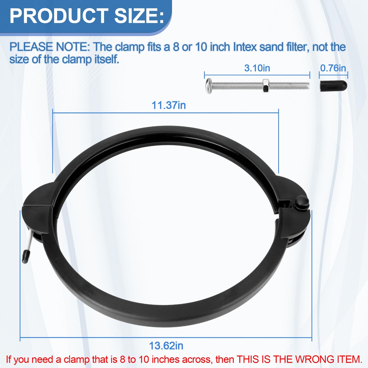 SF90110-1 Pool Filter Clamp for Intex Sand Filter Pump Clamps, Valve Clamp Replacement Compatible with Intex 8 & 10 Inch Krystal Clear Sand Filter- Pool Replacement Parts