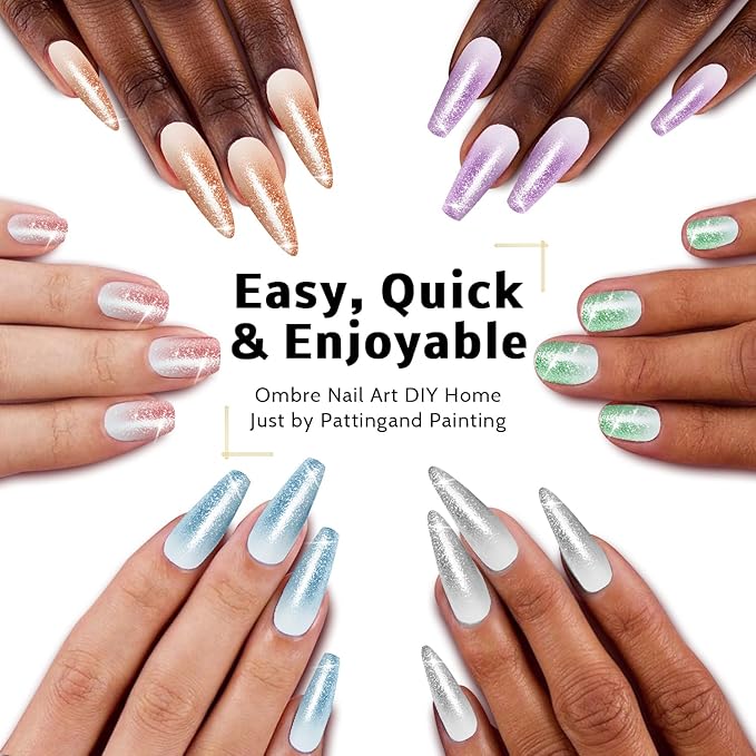 Christmas Pearl Gel Nail Polish, 9 Colors Glitter Ombre Gel Polish Palette Pat Paint Aurora Mermaid Gold Silver Green Pink Sparkle Reflective Holographic Nail Art, No Wipe, UV/LED Curing (Set 11)
