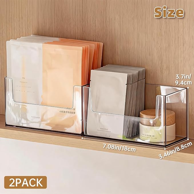 PAVSTINE Medicine Cabinet Organizer 2 Pack, Face Mask Organizer, Clear Visible Design, Space-Saving, for Wall Cabinet, Vanity, Countertop, Clear
