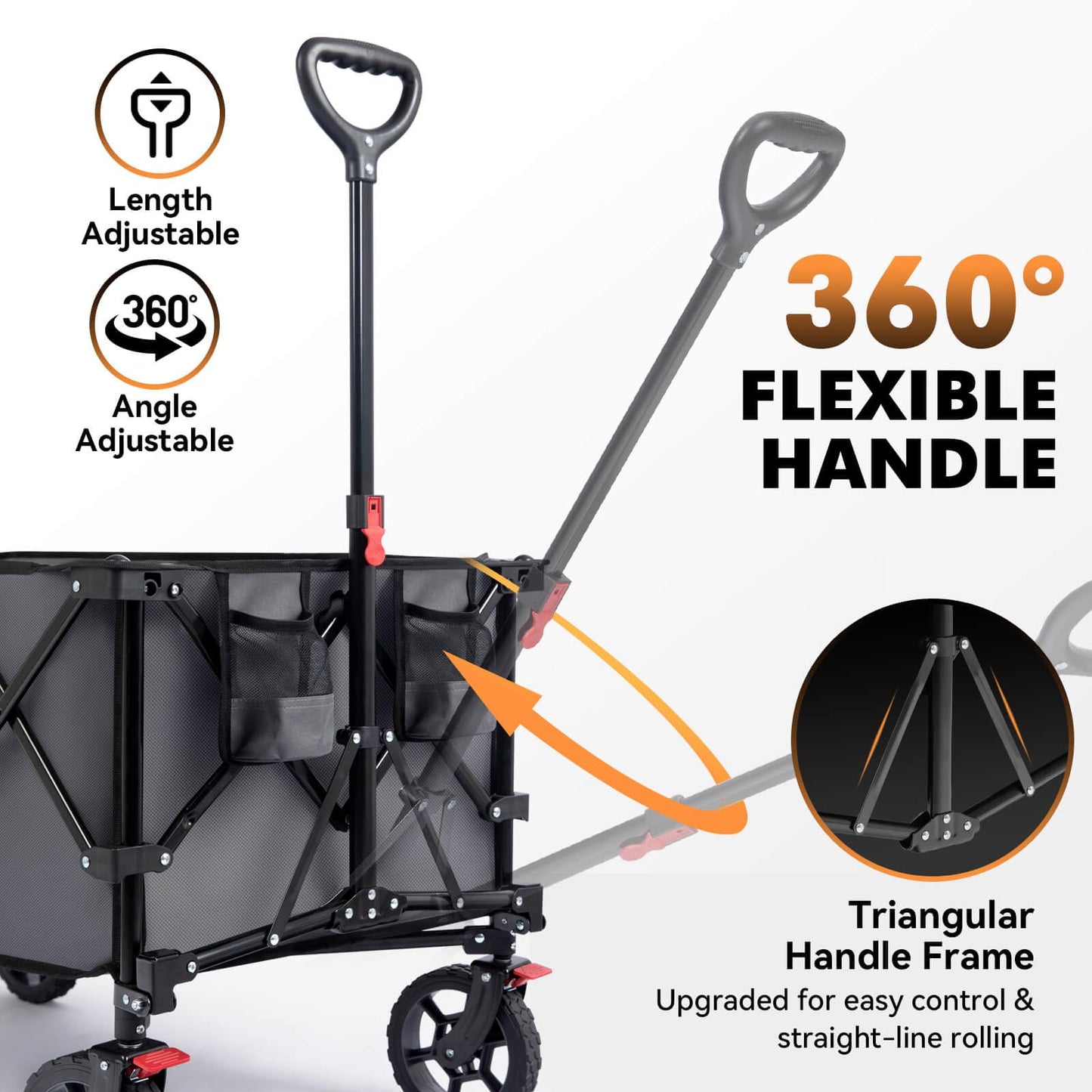 Hikenture Collapsible Wagon 330LBS Capacity, 200L Extra Large Wagons Carts Foldable, Heavy Duty Folding Wagon with All-Terrain Wheels, Utility Beach Wagons for Outdoor Garden