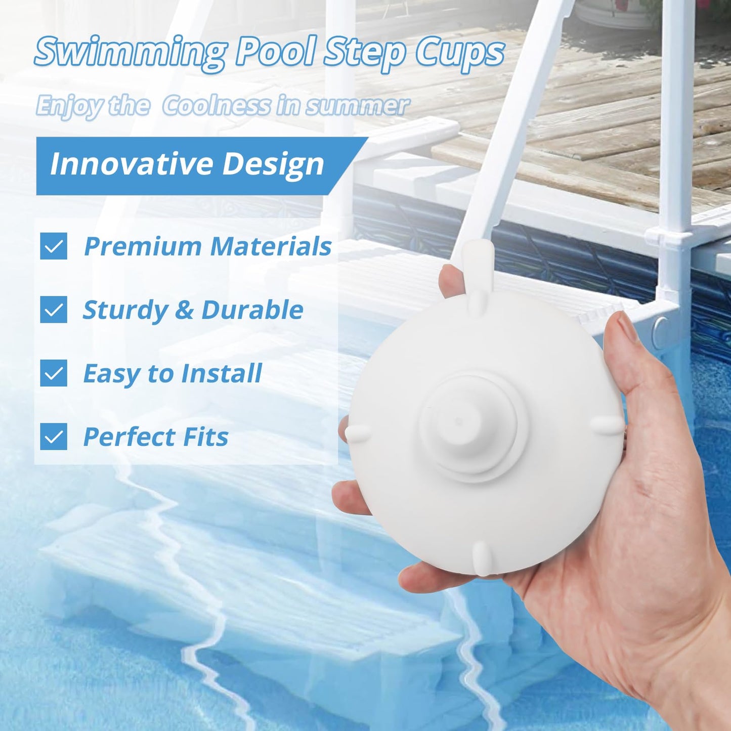 Pool Step Suction Cups, Step Cups Replacement for Innovaplas Above Ground Swimming Pool Steps (4 Pack)