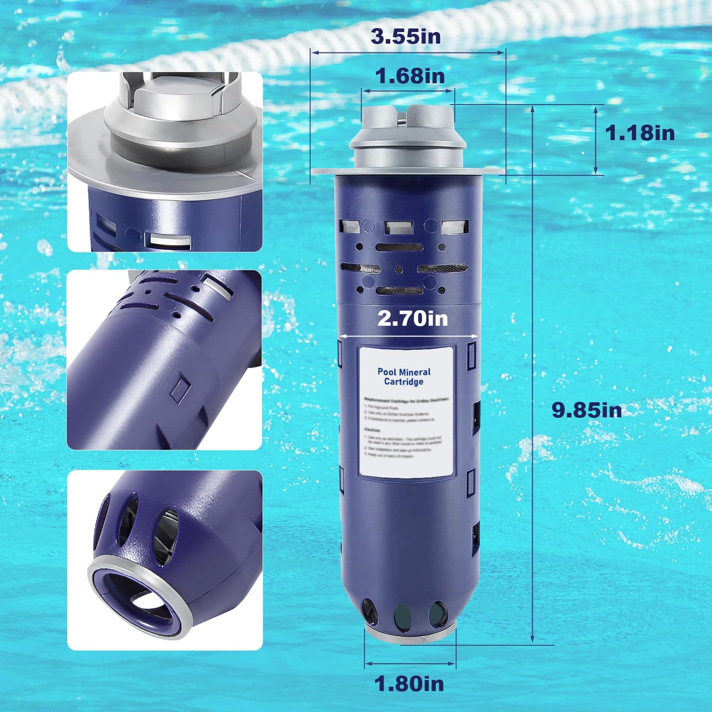 Pool Mineral Cartridge W28000 W28001 W28002 Replacement for Nature2 Duoclear 25 35 for Zodiac DuoClear Fusion, Fusion Soft, Vision Pro System Inground, Purple