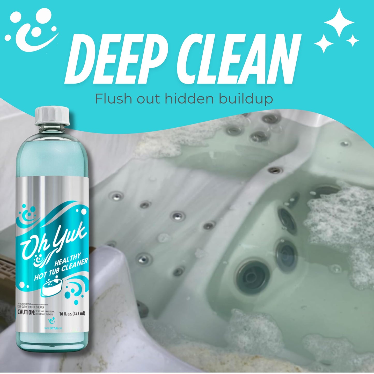 Oh Yuk Hot Tub Cleaner + 5 in 1 Weekly Hot Tub Care Combo, Hot Tub Chemicals, Hot Tub Jet Cleaner, Spa Chemicals for Hot Tub, Water Clarifier, Conditioner and Spa Treatment