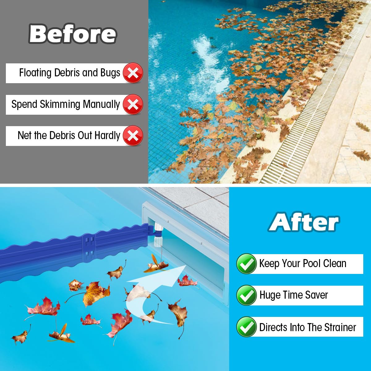 Hydream Pool Debris Catcher Skimmer, Pool Leaf and Debris Remover Catcher Plastics, Surface Debris Floating Leaves Bugs Pool Skimmer Attachments Accessories Replacement Kit for Swimming Pool-Blue