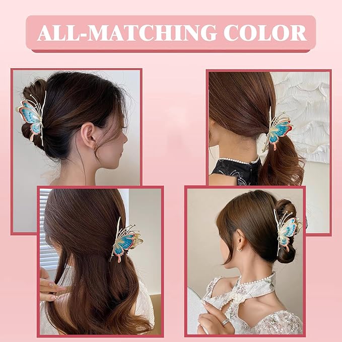 6 Pcs Flower Metal Claw Hair Accessories for Women & Girls - Large Tulip Nonslip Styles, Strong Hold Matte Claws for Long, Thick & Thin Hair