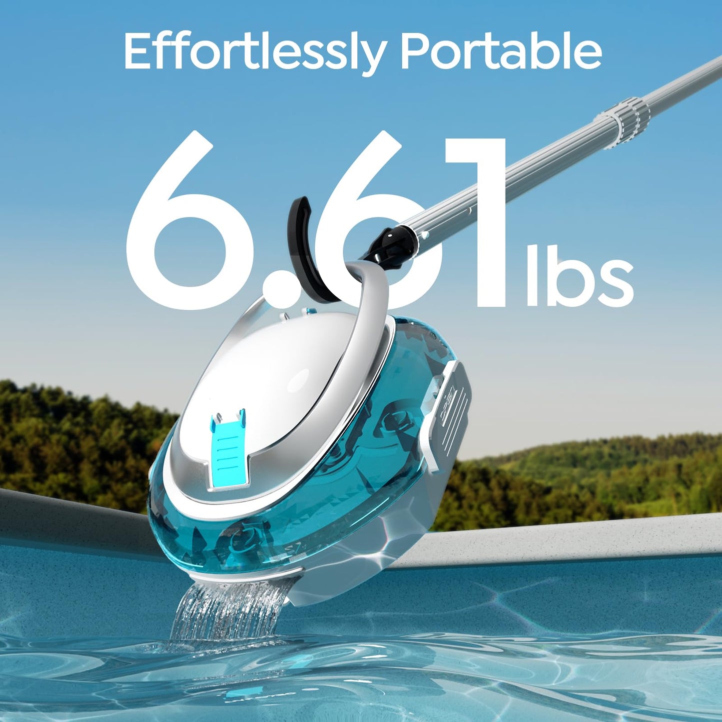 S2 Cordless Robotic Pool Cleaner for Above Ground Pools, Cordless Pool Vacuum, Dual-Layer Filtration, 90-Min Cleaning Cycle, Small-Medium Pool Coverage, Self-Parking (Sky Blue)