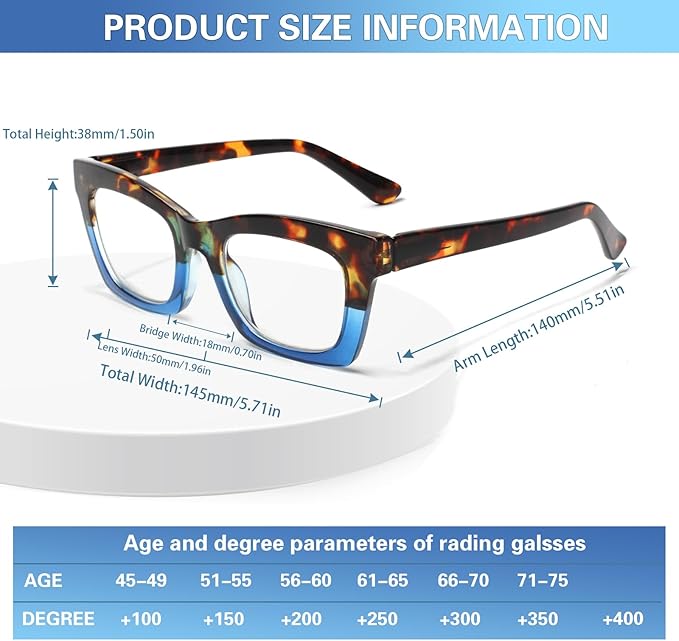 6 Pack Reading Glasses for Women Blue Light Blocking Computer Square Readers with Spring Hinge (Mix Color-1, 1.25, x)