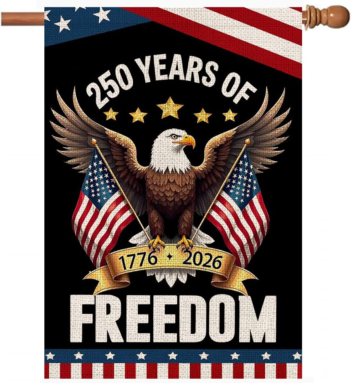 250 Years America Garden Flag,250th Anniversary USA Patriotic 4th of July House Flag Double-Sided Banner with Eagle Design, 1776-2026 Commemorative, 28 x 40 Inch