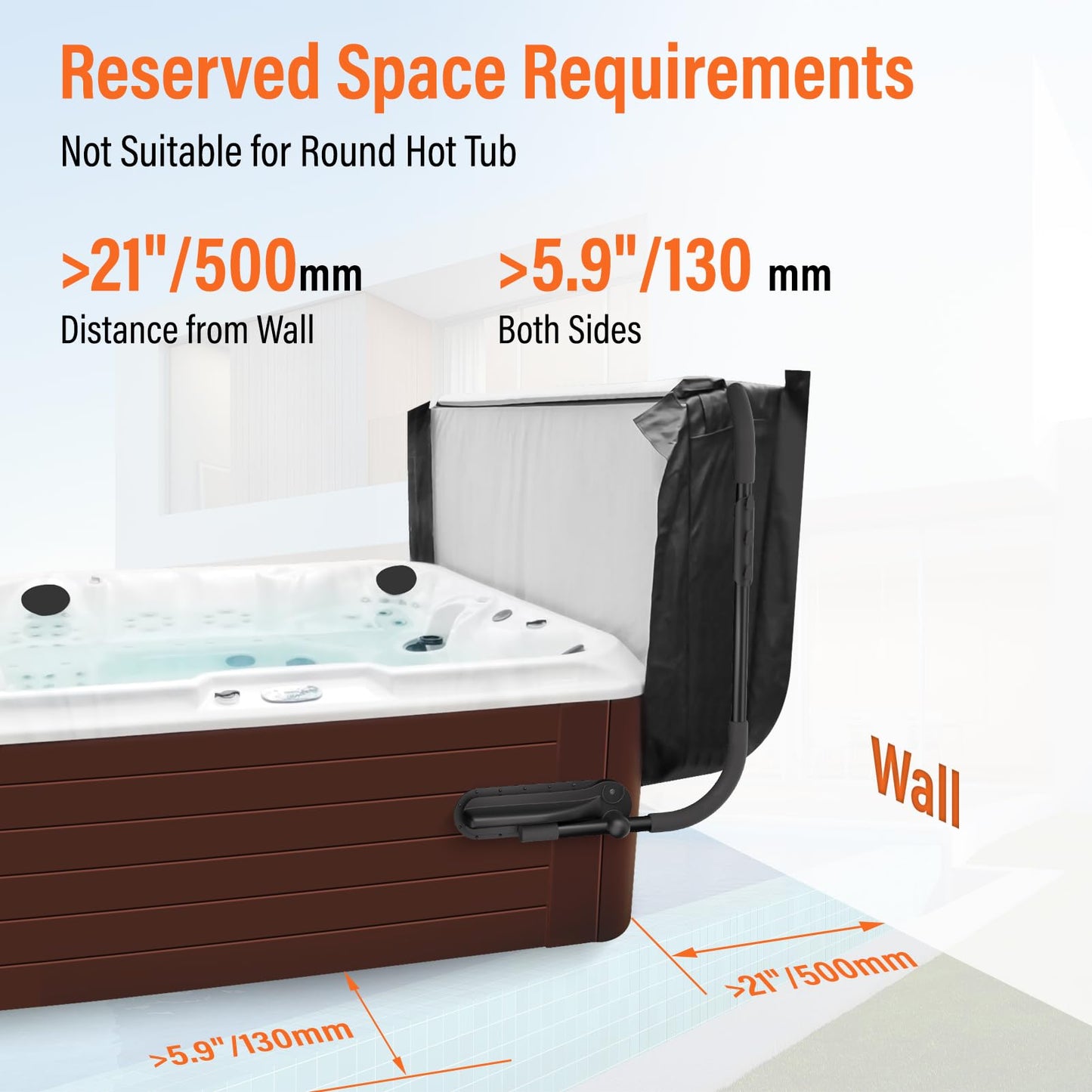 Cover Lifter, Hot Tub Cover Lifter,Pivot Top Mount Spa & Hot Tub Cover Lift Removal System Reinforced Brackets with 3 Hook Towel Rack,Fit for Most Spa Hot Tubs,Hot Tub Width Below 96"