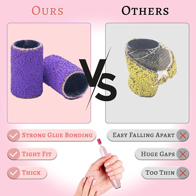 100Pcs Sanding Bands for Nail Drill 150 Grit, Medium Grit Sanding Band for Nail Drill with 3/32Ã¢ÂÂ Nail Drill Bit for Acrylic Nail, Gel Nail, Professional Nail Sanding Band Set for Manicure and Pedicure