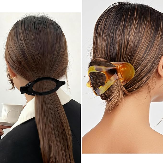 Flat Hair Clips Duckbill Large Claw Clips for Thick Medium Thin Hair 3Pcs Non Slip French Barrettes Alligator Accessories for Women Girls Leopard Grey Brown Black