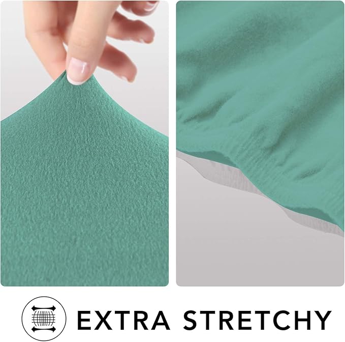 PureFit Super Stretch 4 Seater Sofa Slipcover – Spandex Non Slip Soft Couch Sofa Cover, Washable Furniture Protector with Non Skid Foam and Elastic Bottom for Kids, Pets （XX Large, Cyan）