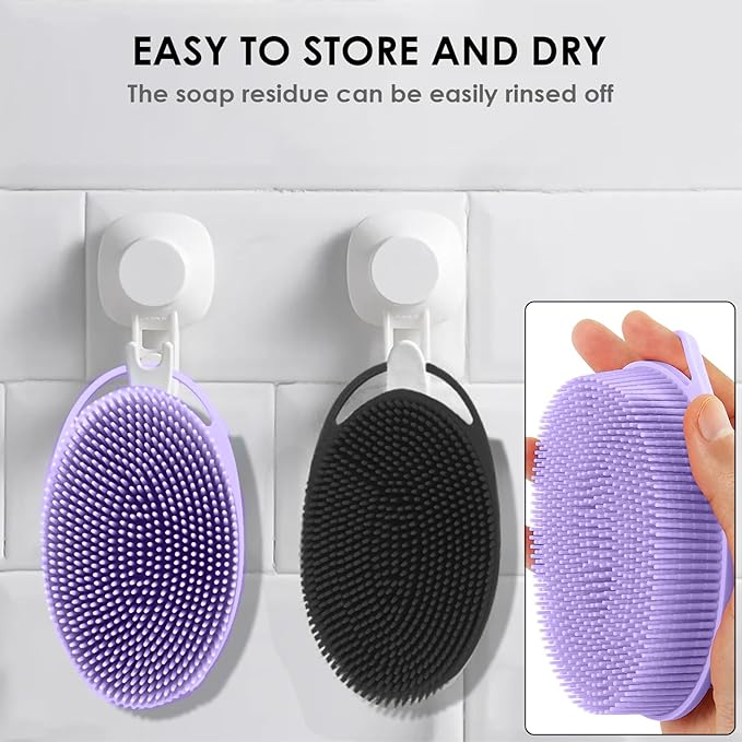 Silicone Body Scrubber Ã¢ÂÂ Silicone Loofah for Shower, Set of 2 Soft Dual-Sided Exfoliating Body Bath Shower Scrubber Loofah Brush Easy-to-Clean for Sensitive Kids Women Men All Kinds of Skin