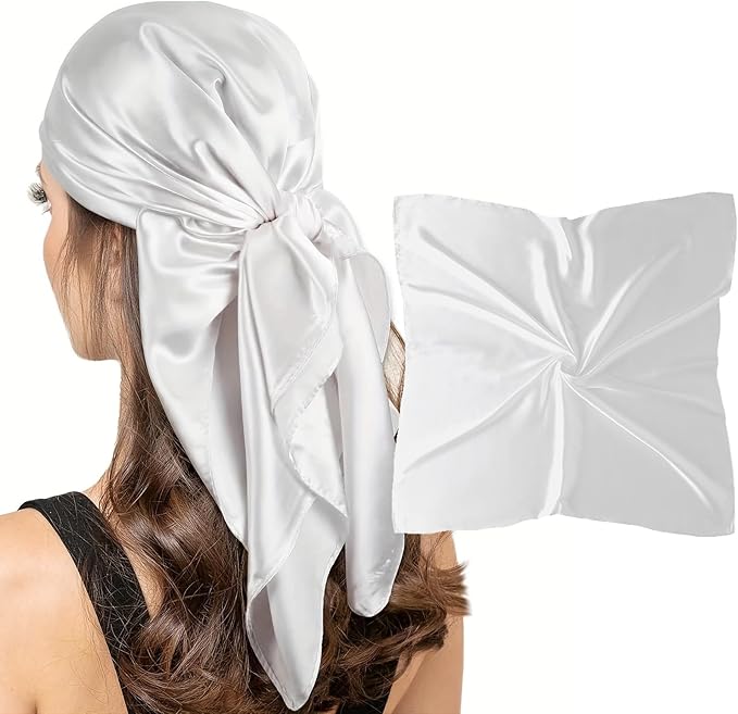 vimate 35" Square Silk Like Head Scarf - Women's Fashion Satin Scarf Bandana for Hair Wrapping at Night.