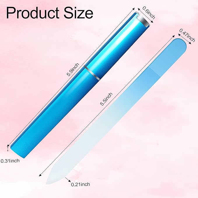 6 Pack Glass Nail File with Case, Professional Nail Files for Natural Nails, Double Sided Crystal Nail File,Nail File Kit for Girls Women Adults Birthday Christmas Gifts Stocking Stuffers (MIX-001)