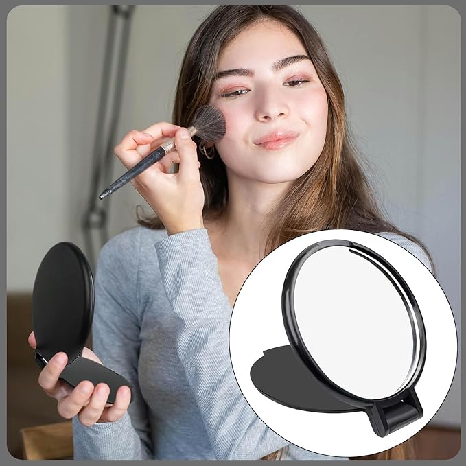 Tenalleys Mini Round Folding Mirror Portable Pocket Mirror Makeup Mirror for Purse Travel Makeup Mirror for Women Girls Daily Use (20 Pcs Black)