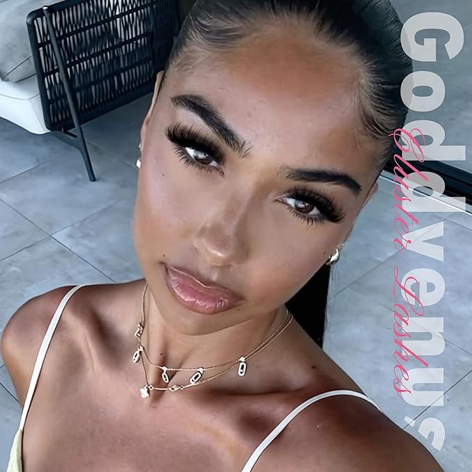 Goddvenus Wispy Lash Clusters Kit Cluster Eyelash Extensions Natural Lash Extension Kit C Curl Fluffy Individual Eyelashes with Bottom Lashes Clusters Waterproof Bond and Seal DIY at Home