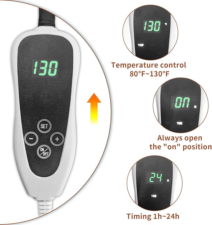 Extra Large Dog Heating Pad 47x30 in with Smart Thermostat Switch and Power Line Protection Tube,Obtained MET and UL Dual Certification,Waterproof Pet Heating pad-Paw Print