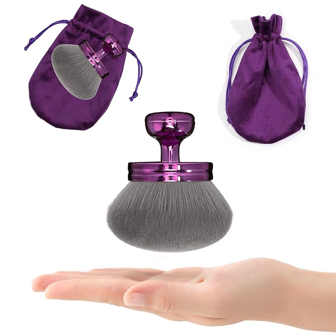 Blend & Blur Extra Large Body Makeup Brush for Self Tanner,Leg Makeup & Bronzer Self Tan Applicator, 3.2inch Wide Round Head Kabuki Brush For Application with Drawstring Bag (Purple)