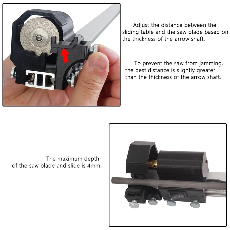 SOPOGER Archery Arrow Saw Electric Carbon Arrow Cutter Mini Reciprocating Saw Adjustable Arrow Square Cutting Building Tool for Pure Mixed Carbon & Fiberglass Arrow Shaft (Black)
