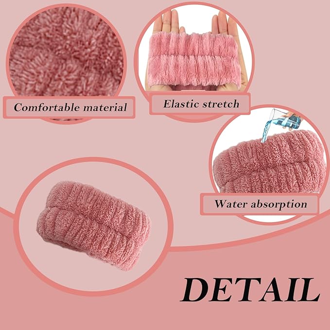20 Pcs Wrist Bands for Washing Face, Elastic Absorbent Face Washing Wristbands, Women's Wrist Towels Spa Wristbands for Stop Water from Flowing Down Your Arm (Style 1)