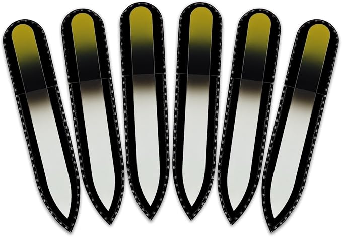 Mont Bleu Rainbow Crystal Nail File in Black Pouch - Small/Purse Size - Czech Tempered Glass - Handmade in Bohemia (Czech Republic)