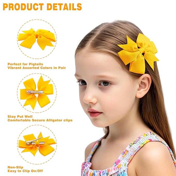 60Piece Grosgrain Ribbon Pinwheel Hair Bows Boutique Bow Alligator Clips For Girls Toddlers Teens Gifts In Pairs