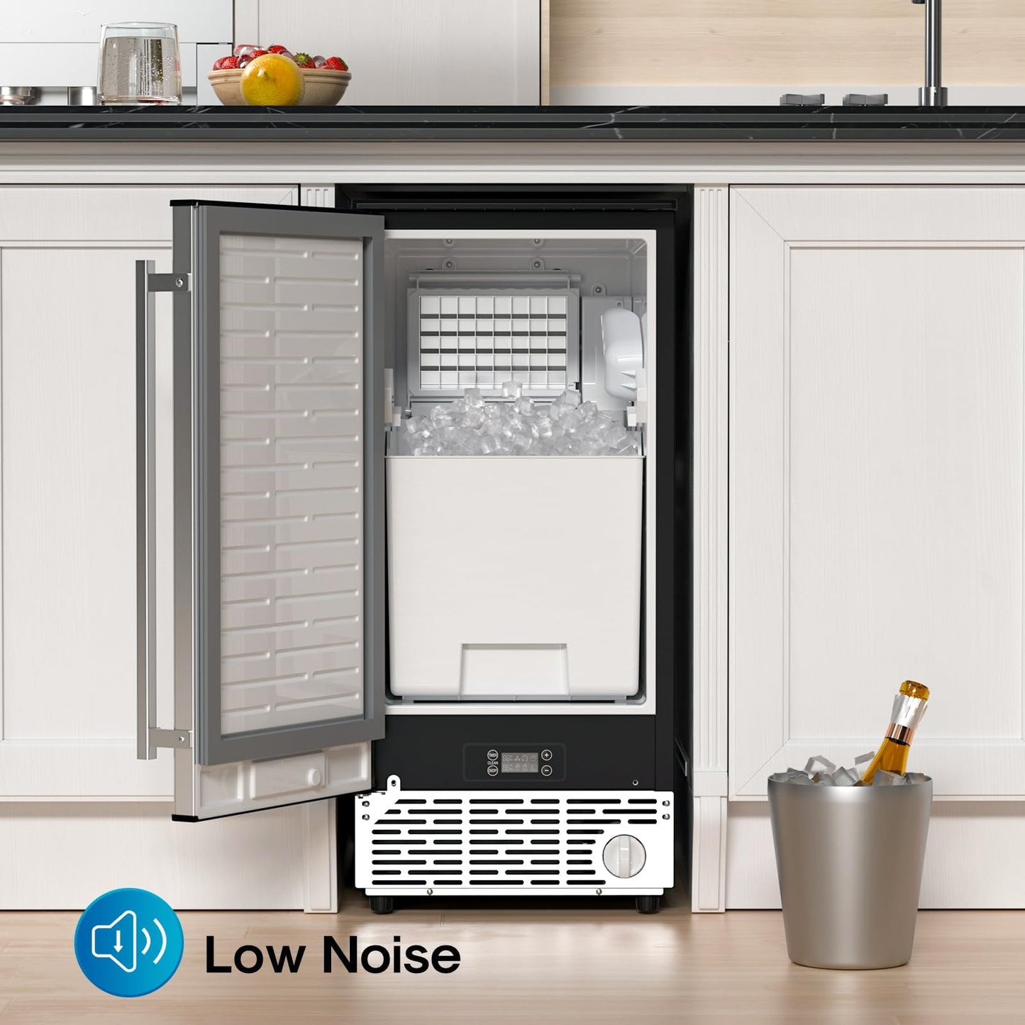 ICEPURE 15" Under Counter Ice Maker with Drain Pump and Filter, WiFi Control, 90lbs/24H, Self-Cleaning, Smart Reminder, 24H Timer, ETL FCC, Freestanding for Residential and Commercial, Stainless Steel
