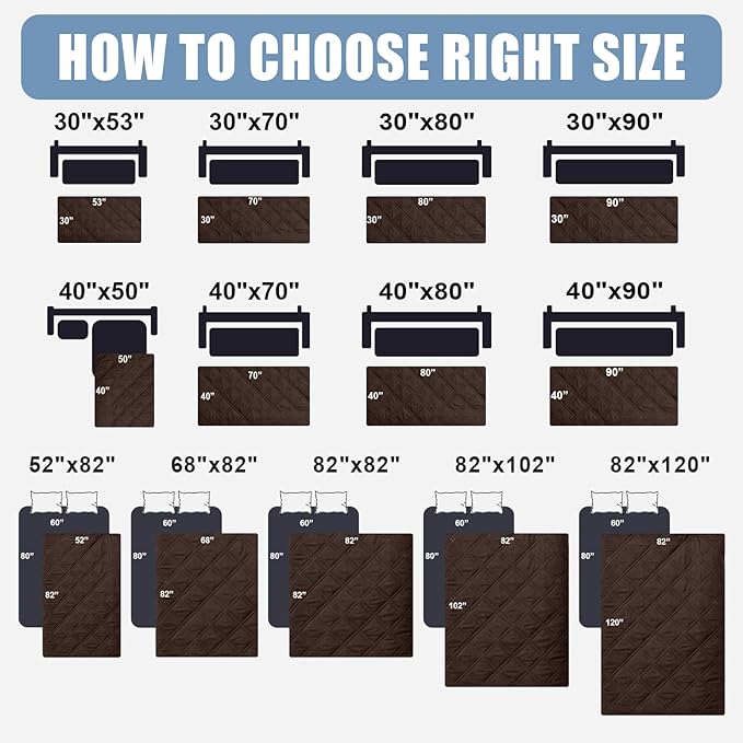 Smiry Waterproof Dog Bed Cover Pet Blanket, Soft Washable Dog Blanket for Furniture Bed Couch Sofa Reversible, Checkered (52"x82", Chocolate/Dark Grey)