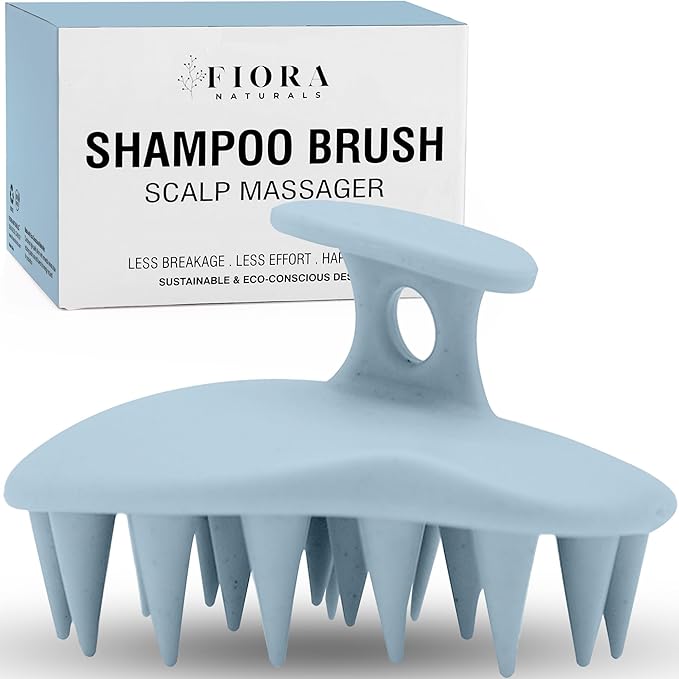 Fiora Naturals Scalp Massager Shampoo Brush - Silicon Scalp Scrubber & Exfoliator for Dandruff Removal and Hair Growth, Brush for Wet & Dry Hair, for Men, Women, Kids - BPA Free