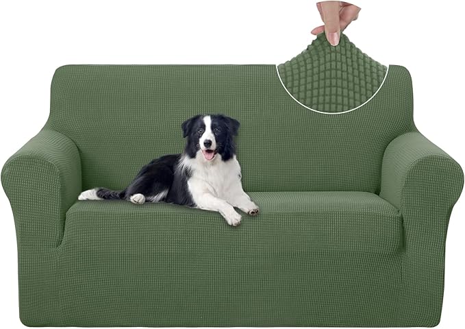 U-NICE HOME Loveseat Cover Stretch Couch Cover Sofa Cover Sofa Slipcover Furniture Protector for 2 Cushion Couch Sofa Pet Friendly(Loveseat, Loden Frost)
