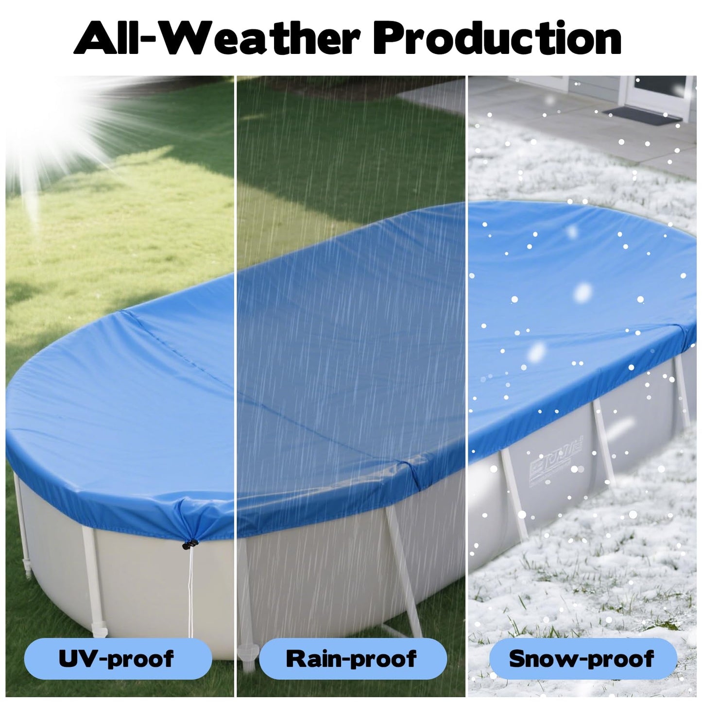 16x10 FT Oval Pool Cover for Above Ground Pools,Solar Oval Pool Cover Protector with Drawstring for Cold and UV Resistant,Dustproof -All-Weather Protection(Cover Size:19.1 x 11.2FT)