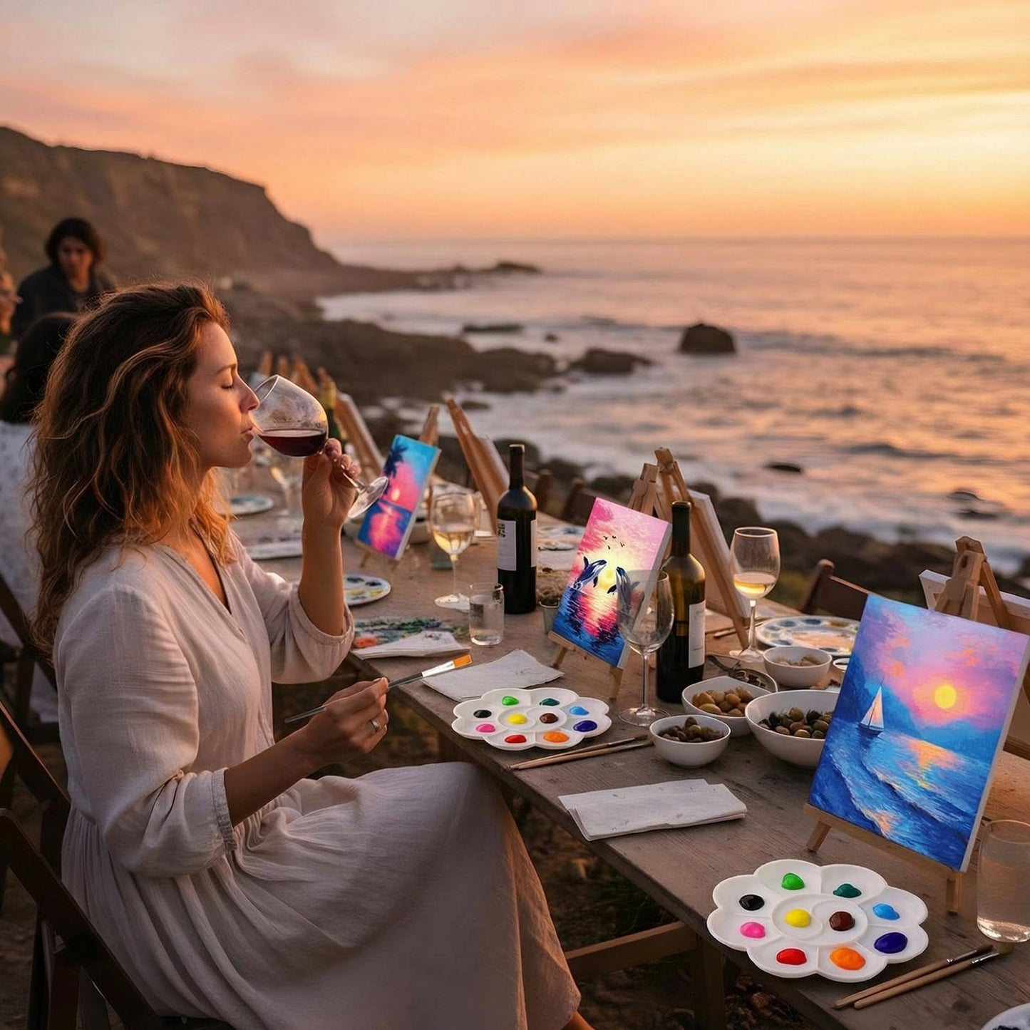 Cholemy 36 Pcs Paint and Sip Kit for Adults 8''x10'' Pre Drawn Canvas for Painting DIY Afro Acrylic Painting Kit Wood Easel Brushes Date Night Bulk for Mother's Day Party Gifts