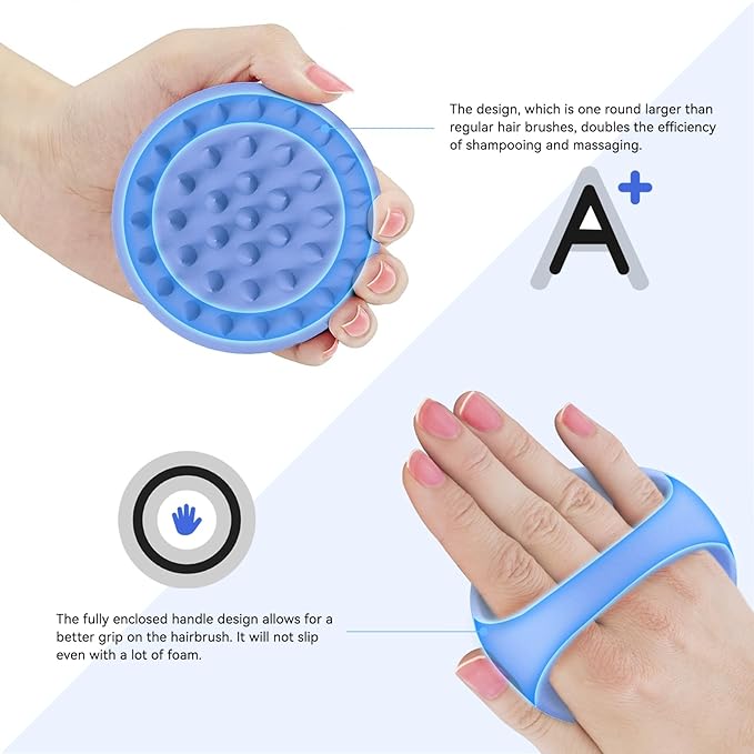 38 Finger Enlarged Head Massager, Silicone Scalp Brush Shampoo Brush for Hair Care, Exfoliator Brush for Men and Women (Purple Blue)