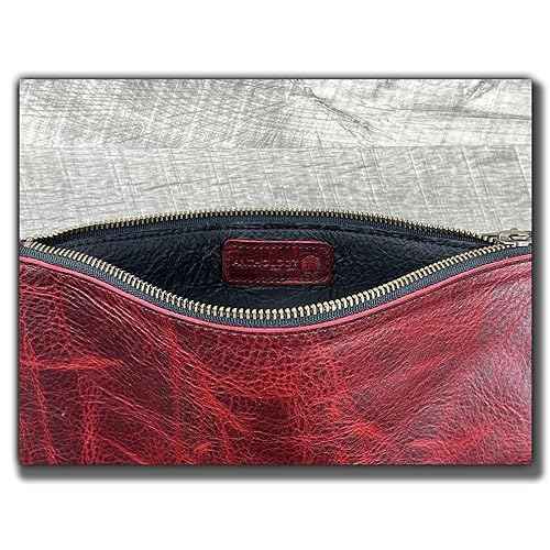 Leather Pouch with Zipper (Canyon Rouge, X-Small 5.5" x 3")