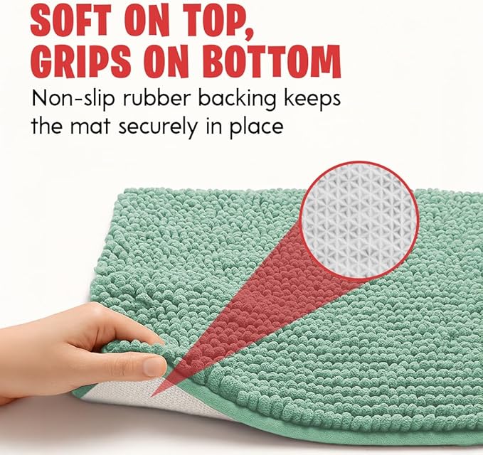 MudGuard Mat™ Dog Door Mat for Muddy Paws, Super Absorbent Microfiber, Non-Slip Indoor Mat, Quick Dry Chenille Mud Mat for Dogs & Entryway, Washable, Sea Green 24" x 60"