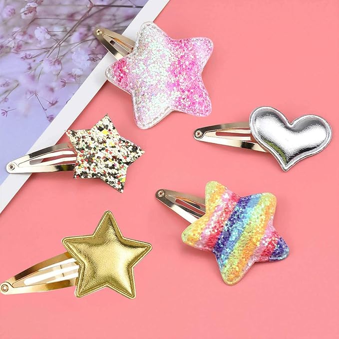 8 Pairs/16 Pack Hair Clips for Girls, Gingbiss Butterfly Metal Snap Hair Clips, Cute Girls Barrettes Heart Shaped Hair Clips Accessories for Kids