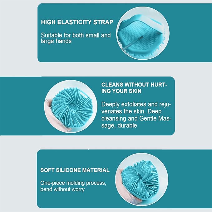 Silicone Body Scrubber for Shower Men Women, Exfoliating Body Scrubbers for Use in Shower, Silicone Body Brush for Showering, Charcoal, Easy to Clean - Body Brush Buffer Scrubber for All Skin Types