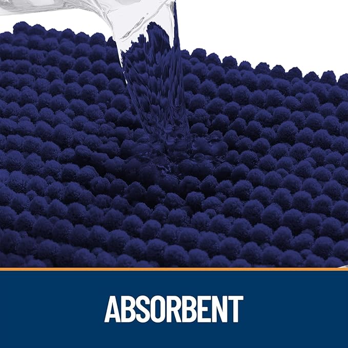 OLANLY Dog Door Mat for Muddy Paws 59x20, Ultra Absorbent Chenille Mud Doormat, Non-Slip Washable and Dirt Trapping Doormat for Indoor Entryway, Quick-Dry Indoor Pet Bed Mats for Dogs, Navy Blue