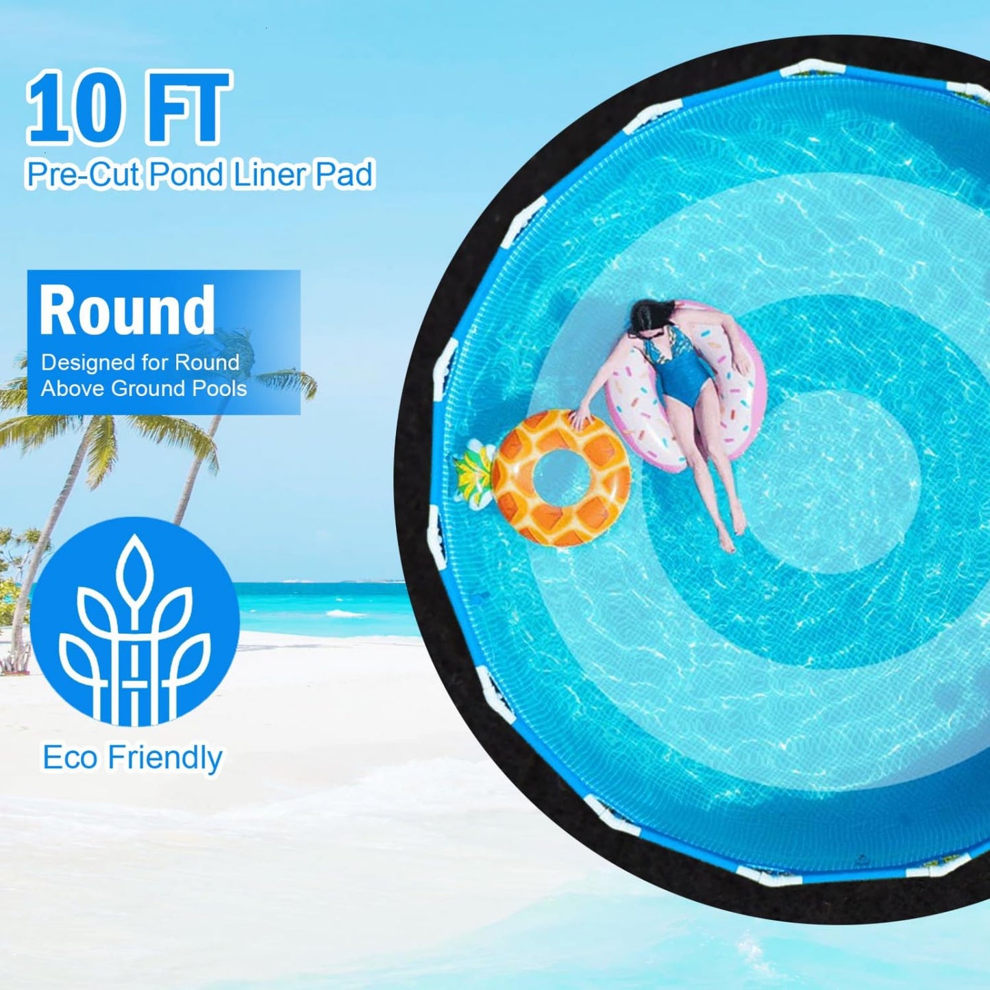 Gonioa 10 FT Pool Pad for Above Ground Pools, Pool Liner Pad Under Pool Mat for Above Ground Swimming Pools or Hot Tub Mat, Under Pools Ground Pad