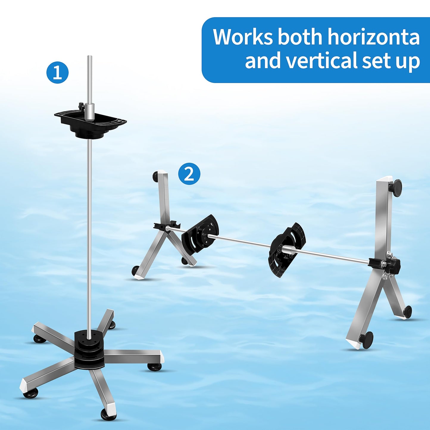 Pool Filter Cleaning System and Cleaner Stand Solid Aluminum Shaft- Compatible with 3，4，and 6 Inch Filter Cartridges，Dual Use Stand Design for Vertical & Horizontal